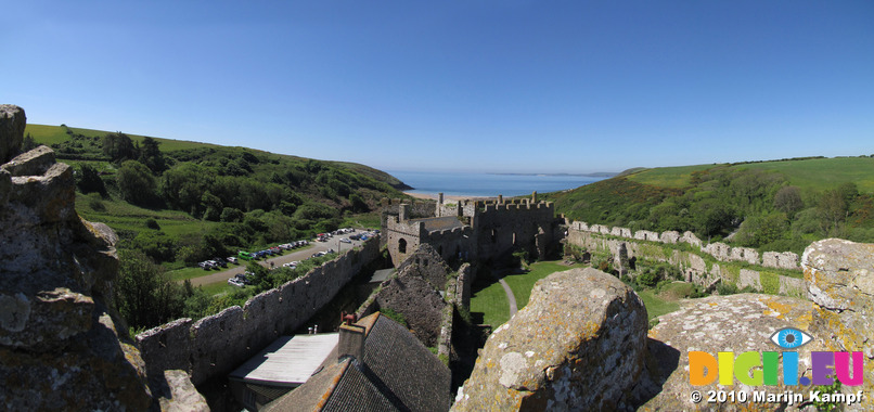 SX14295-14299 Panoramic view from old tower Manorbier Castle